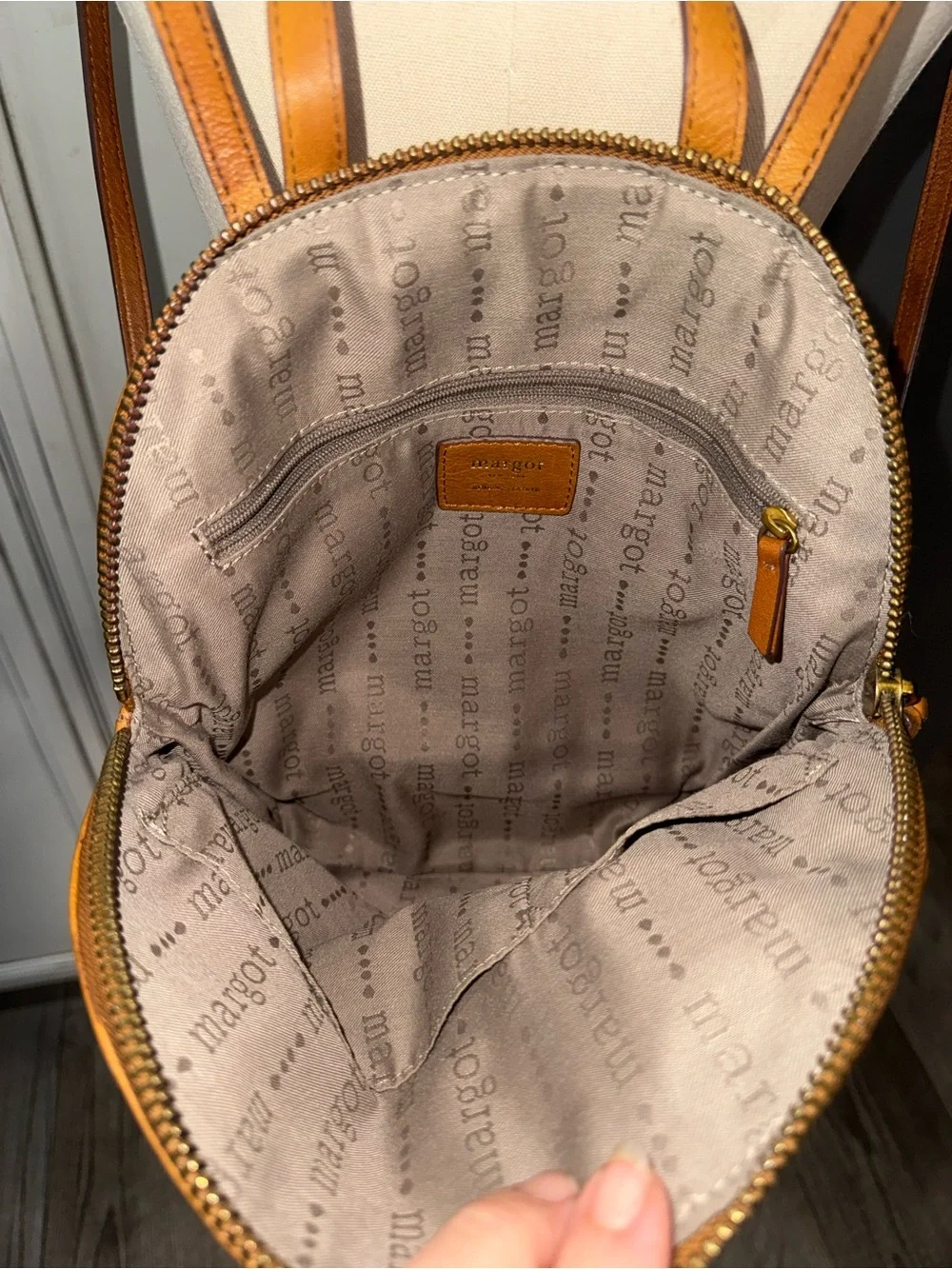 Vintage Margot New York cognac caramel suede leather backpack bag